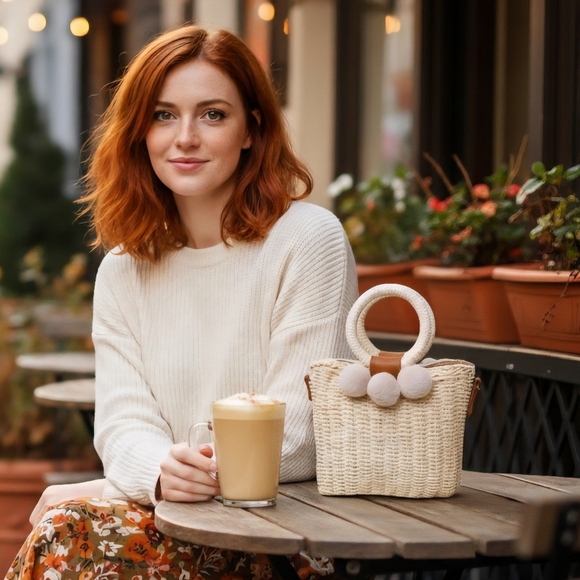 Chic Pom-Pom Straw Bucket Bag – Your Year-Round Trendy In-Style Companion 🌸 - Picture 10 of 13
